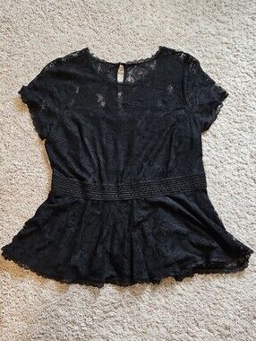 torrid Black Lace Peplum Top Babydoll